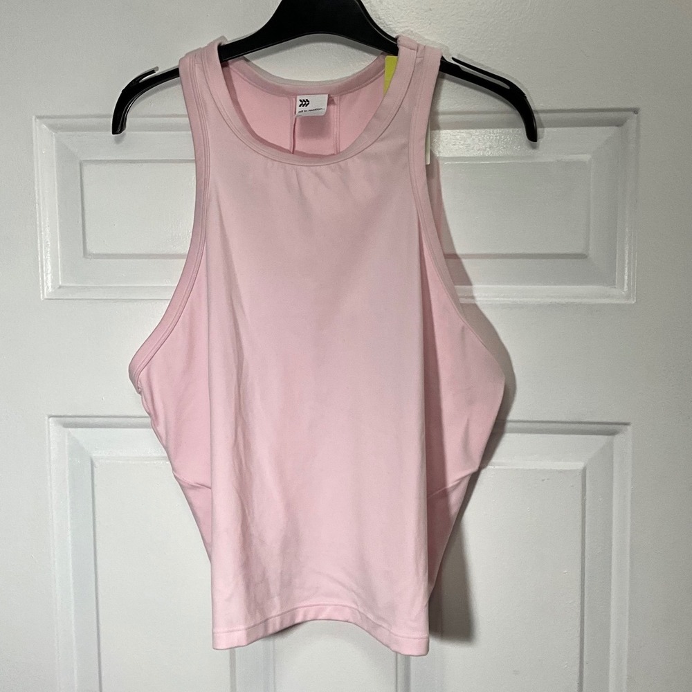 All in Motion Womens High Neck Tank Top Light Pink XXL Racerback Slim Fit NWT